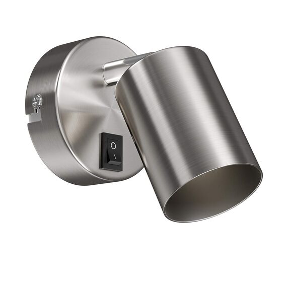 ledscom.de Wandleuchte WAIKA, Schalter, edelstahl matt, rund, 1x GU10 max. 60W