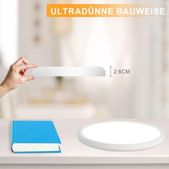 ZMH 3ER Deckenlampe LED Deckenleuchte Badezimmer - Badezimmerlampe Flach Ø30cm Rhombenplatte Küchenlampe Rund Schlafzimmerlampe Weiß 24W Flurlampe 3000K Badlampe für Bad Küche Flur Schlafzimmer