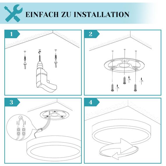ZMH 3ER Deckenlampe LED Deckenleuchte Badezimmer - Badezimmerlampe Flach 15W Küchenlampe Schwarz Flurlampe Rund Flur Deckenbeleuchtung Kaltweiß Ø18cm Badlampe Klein für Küche Bad Schlafzimmer