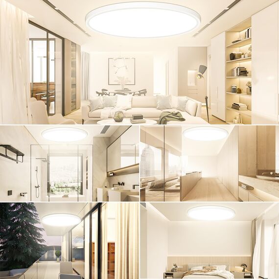 50CM Deckenlampe Led Deckenleuchte Flach - 48W 4800LM 4000K Neutralweiß Rund LED Deckenlampe Wohnzimmer Utra Dünn 2,4CM Lampe Decke für Küche Schlafzimmer Badezimmer Kinderzimmer Flur Modern IP44