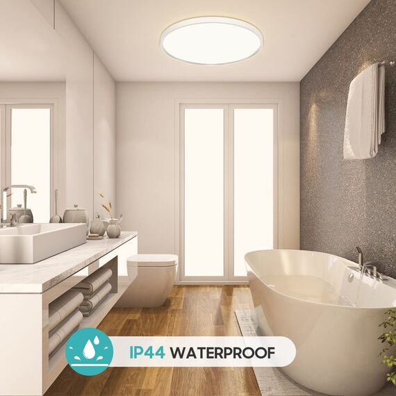 Deckenlampe Led Deckenleuchte Flach Rund, Ø30CM 24W 4000K 2400LM Neutralweiß Modern Küchenlampe Led Deckenlampe Bad Wohnzimmer Lampe Decke für Küche Schlafzimmer Badezimmer Kinderzimmer Flur Keller