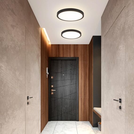 ZMH 3ER Deckenlampe LED Deckenleuchte Badezimmer - Badezimmerlampe Flach 15W Küchenlampe Schwarz Flurlampe 4000K Küche Deckenbeleuchtung Rund Badlampe Decke Ø18cm für Flur Bad Schlafzimmer