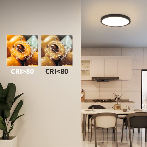 ZMH Deckenlampe LED Deckenleuchte Flach - 3ER Badezimmerlampe 18W Neutralweiß Ø23cm Badezimmer Deckenbeleuchtung Schlafzimmerlampe IP44 Wasserdicht Badlampe Rund Flurlampe Schwarz für Bad Schlafzimmer