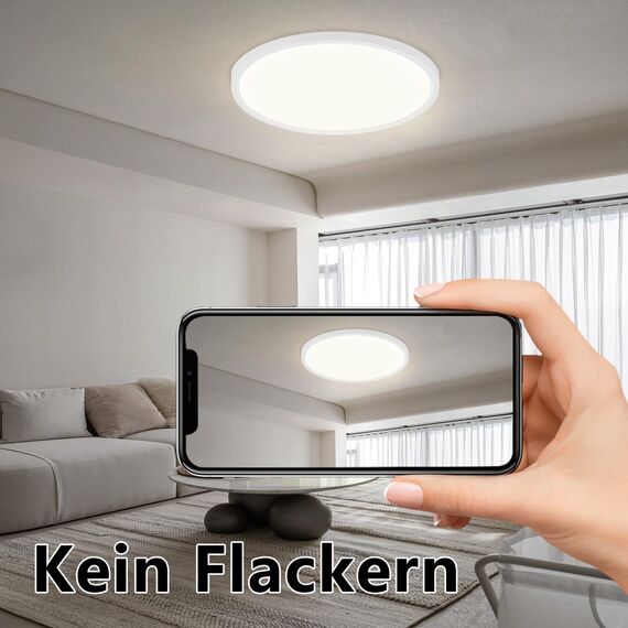 ZMH Deckenlampe LED Deckenleuchte Badezimmer - Ø30cm Schlafzimmerlampe Flach Küchenlampe 4000K Badezimmerlampe 24W Schlafzimmer Deckenbeleuchtung Badlampe IP44 Flurlampe Rund für Küche Flur Bad