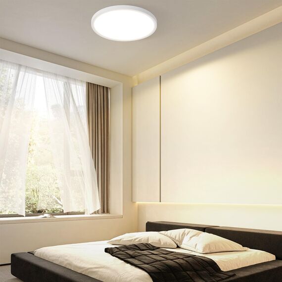 ZMH 3ER Deckenlampe LED Deckenleuchte Badezimmer - Badezimmerlampe Flach Ø30cm Rhombenplatte Küchenlampe Rund Schlafzimmerlampe Weiß 24W Flurlampe 3000K Badlampe für Bad Küche Flur Schlafzimmer