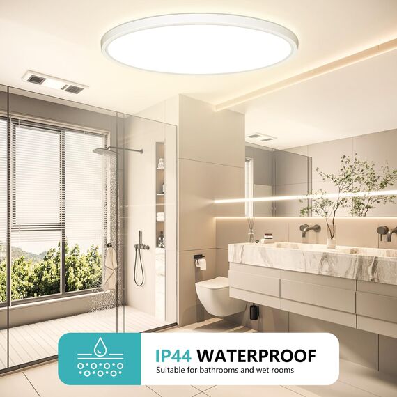 50CM Deckenlampe Led Deckenleuchte Flach - 48W 4800LM 4000K Neutralweiß Rund LED Deckenlampe Wohnzimmer Utra Dünn 2,4CM Lampe Decke für Küche Schlafzimmer Badezimmer Kinderzimmer Flur Modern IP44