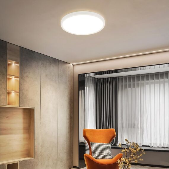 ZMH Deckenlampe LED Deckenleuchte Badezimmer - Badezimmerlampe Flach Ø30cm Schlafzimmerlampe Rund Küchenlampe Schlafzimmer Weiß Deckenbeleuchtung 24W Flurlampe 3000K Badlampe für Bad Küche Flur