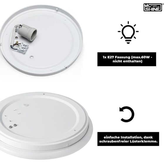McShine - Deckenleuchte | Star | 1-flammig, Sockel für 1x E27-Leuchtmittel | runde Lampe ideal für Wohnzimmer, Kinderzimmer, Flur, Küche, Bad, Schlafzimmer