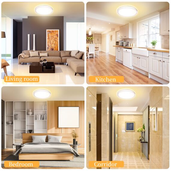 Deckenlampe Led Deckenleuchte Flach Rund - Warmweiß 18W 3000K 1600LM IP44 LED Badezimmer Lampe Badlampe Decke Küchenlampe für Bad Flur Schlafzimmer Balkon Wohnzimmer Küche Keller Lampe UltraDünn 223mm