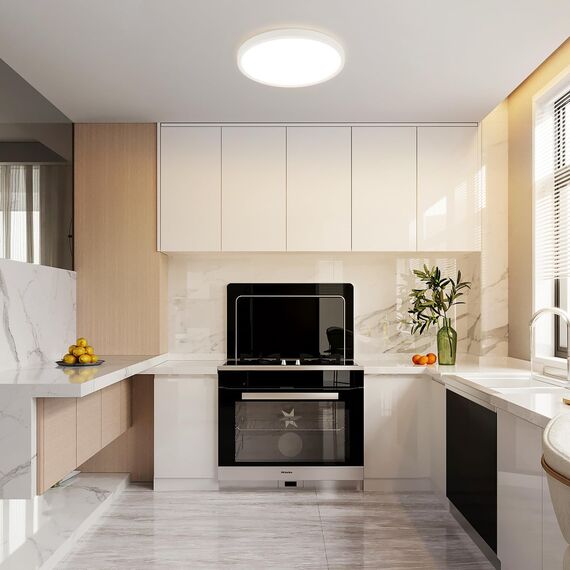 ZMH Deckenlampe LED Deckenleuchte Badezimmer - Badezimmerlampe Flach Ø30cm Schlafzimmerlampe Rund Küchenlampe Schlafzimmer Weiß Deckenbeleuchtung 24W Flurlampe 3000K Badlampe für Bad Küche Flur