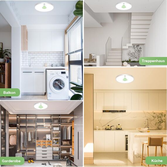 Led Deckenleuchte mit Bewegungsmelder innen - 2er Lampe mit Bewegungsmelder Innen Deckenlampe Led 18W 2000LM 3000K 4000K 6500K Rund Weiss Wandleuchte Wandlampe Sensor Licht für Flur Keller Bad Treppen