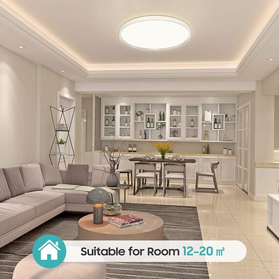 Deckenlampe Led Deckenleuchte Flach Rund, Ø30CM 24W 4000K 2400LM Neutralweiß Modern Küchenlampe Led Deckenlampe Bad Wohnzimmer Lampe Decke für Küche Schlafzimmer Badezimmer Kinderzimmer Flur Keller