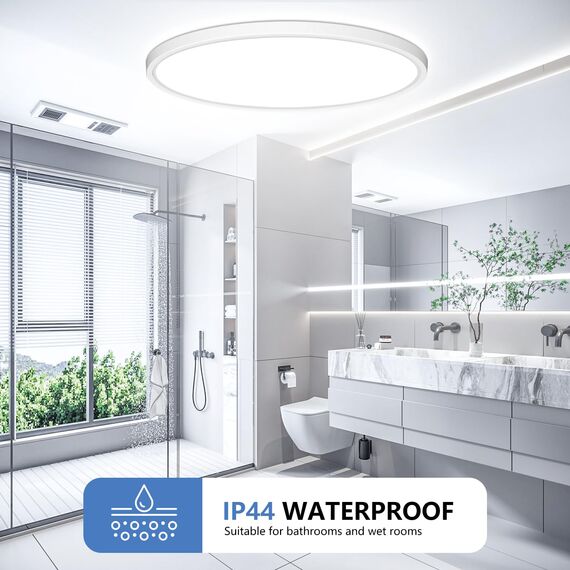 50CM Deckenlampe Led Deckenleuchte Flach - 48W 6500K 4800LM Kaltweiß Rund Küchenlampe Badlampe Led Deckenlampe Wohnzimmer Lampe Decke für Küche Schlafzimmer Badezimmer Kinderzimmer Modern Utra Dünn