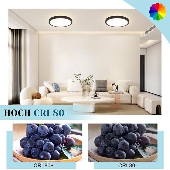 ZMH 3ER Deckenlampe LED Deckenleuchte Badezimmer - Badezimmerlampe Flach 15W Küchenlampe Schwarz Flurlampe 4000K Küche Deckenbeleuchtung Rund Badlampe Decke Ø18cm für Flur Bad Schlafzimmer