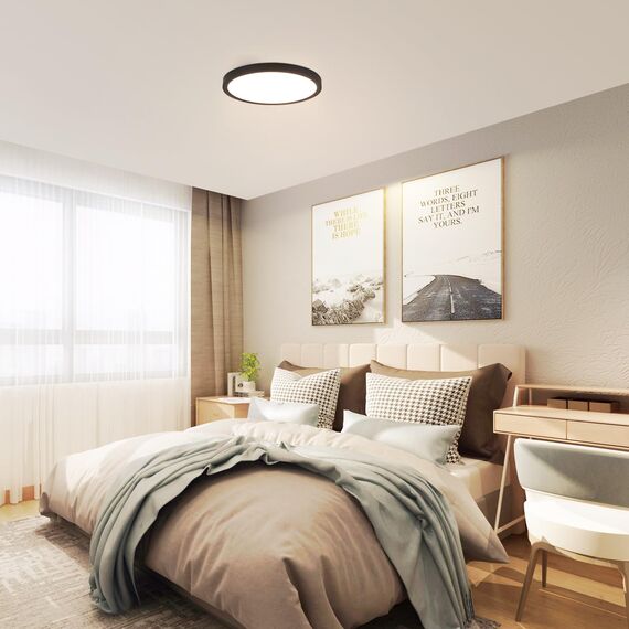 ZMH Deckenlampe LED Deckenleuchte Badezimmer - Ø30cm Badezimmerlampe Flach Schlafzimmerlampe Schwarz Küchenlampe 4000K Schlafzimmer Deckenbeleuchtung 24W Badlampe Rund Flurlampe für Bad Küche Flur