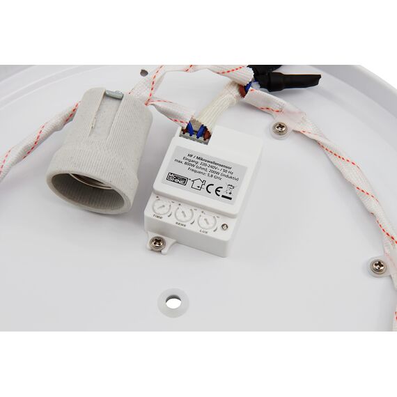 McShine Deckenleuchte | Star | 2-flammig, Sockel für 2x E27-Leuchtmittel, HF Bewegungsmelder | Deckenlampe Ø33cm ideal für Eingang, Treppenhaus, Flur, Gartenhaus, Garage