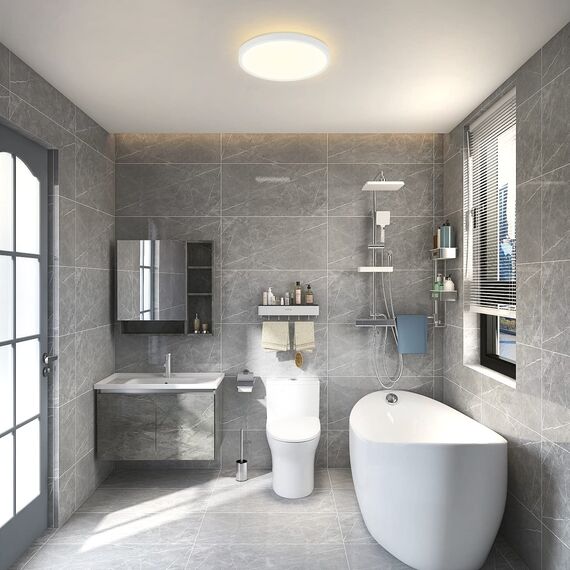 ZMH Deckenlampe LED Deckenleuchte Schlafzimmer - Schlafzimmerlampe Flach Badezimmerlampe Ø23cm Küche Badezimmer Deckenbeleuchtung 18W Küchenlampe IP44 Flurlampe Rund Badlampe Warmweiß für Bad Flur