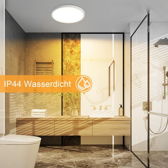 ZMH 3ER Deckenlampe LED Deckenleuchte Badezimmer - Badezimmerlampe Flach Ø30cm Rhombenplatte Küchenlampe Rund Schlafzimmerlampe Weiß 24W Flurlampe 3000K Badlampe für Bad Küche Flur Schlafzimmer