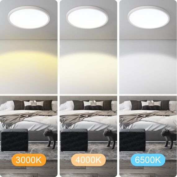 ZMH Deckenlampe LED Deckenleuchte Flach - Ø30cm Badezimmerlampe Badezimmer Dimmbar Rhombenplatte Augenschutz Küchenlampe Rund Weiß 24W Ultra Dünn Flurlampe Badlampe für Bad Küche Flur Schlafzimmer