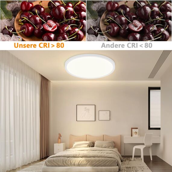 ZMH Deckenlampe LED Deckenleuchte Badezimmer - Ø30cm Schlafzimmerlampe Flach Küchenlampe 4000K Badezimmerlampe 24W Schlafzimmer Deckenbeleuchtung Badlampe IP44 Flurlampe Rund für Küche Flur Bad