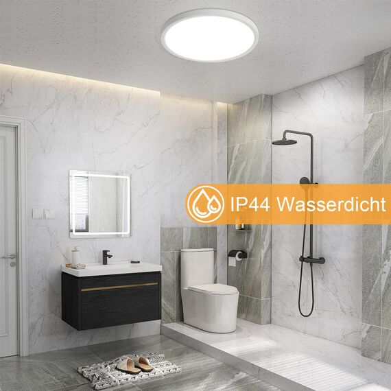 ZMH Deckenlampe LED Deckenleuchte Flach - Ø30cm Badezimmerlampe Badezimmer Dimmbar Rhombenplatte Augenschutz Küchenlampe Rund Weiß 24W Ultra Dünn Flurlampe Badlampe für Bad Küche Flur Schlafzimmer
