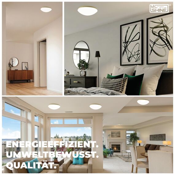 McShine - Deckenleuchte | Star | 1-flammig, Sockel für 1x E27-Leuchtmittel, HF-Melder | Deckenlampe weiß mit Bewegungsmelder für Flur, Treppenhaus, Schuppen, Kellertreppe