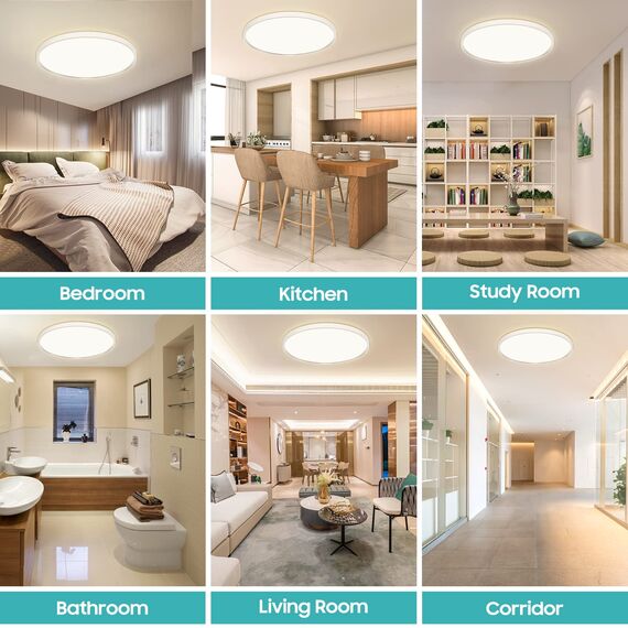 Deckenlampe Led Deckenleuchte Flach Rund, Ø30CM 24W 4000K 2400LM Neutralweiß Modern Küchenlampe Led Deckenlampe Bad Wohnzimmer Lampe Decke für Küche Schlafzimmer Badezimmer Kinderzimmer Flur Keller