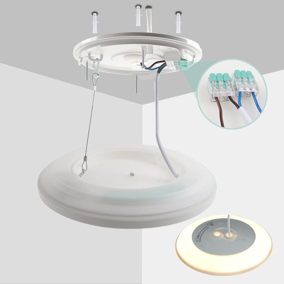 da LIGHT Led Deckenlampe Flach 18W 2000Lumen, Deckenleuchte Badezimmer 22CM IP54 Wasserdicht, Led Panel Rund 3000/4000/6000K 3CCT Einstellbar Badlampe Decke für Küche Flur Wohnzimmer Schlafzimmer