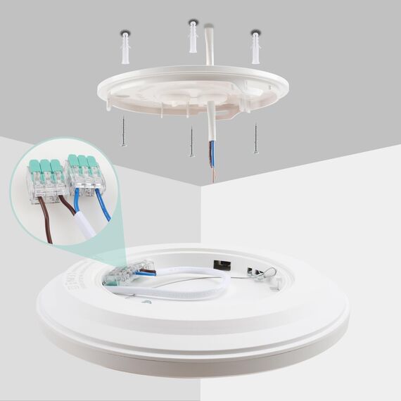 da LIGHT Led Deckenlampe Flach 18W 2000Lumen, Deckenleuchte Badezimmer 22CM IP54 Wasserdicht, Led Panel Rund 3000/4000/6000K 3CCT Einstellbar, Badlampe Decke für Küche Flur Wohnzimmer Schlafzimmer