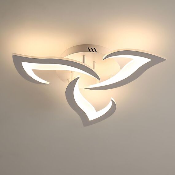 Comely Deckenlampe LED Wohnzimmer, 52cm 36W LED Lampen Deckenleuchte, Moderne Blütenblatt Design Lampen für Wohnzimmer Küche Schlafzimmer Esszimmer, 3000K Warmweißes Licht, Weiß