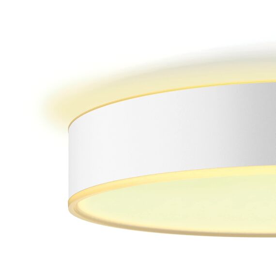 Philips Hue White Ambiance Enrave Deckenleuchte S (1.220 lm) inkl. Dimmschalter, dimmbare Deckenlampe für das Hue Lichtsystem mit allen Weißtönen, smarte Lichtsteuerung über Sprache und App, weiß