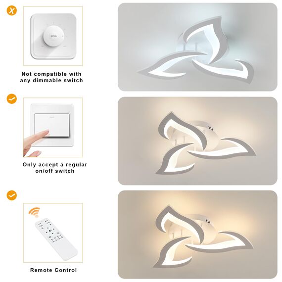 Comely LED Deckenleuchte Dimmbar, Moderne Acryl Deckenlampe 35W 3937LM, 3000K-6500K, Deckenbeleuchtung mit Fernbedienung für Schlafzimmer Wohnzimmer, Dia 58cm