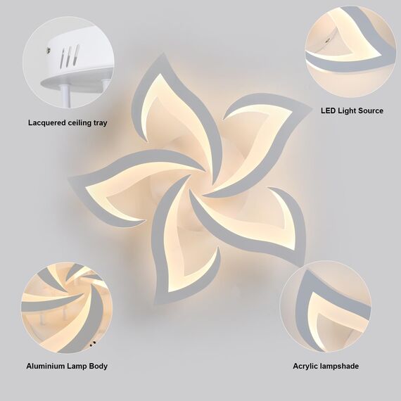 Comely Deckenlampe Led, Deckenleuchte Dimmbar, 40W 4200LM 3000k-6500k Mit Fernbedienung/APP, Moderne Deckenlampe für Wohnzimmer, Schlafzimmer, Kinderzimmer