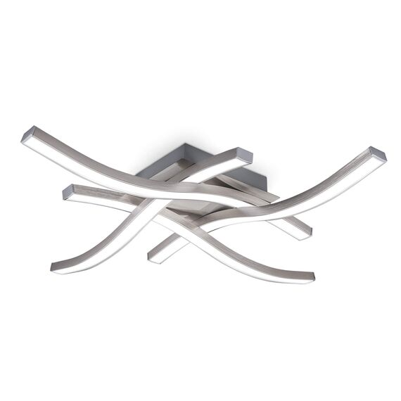 B.K.Licht - Deckenlampe mit neutralweißer Lichtfarbe, je 4,3 Watt, je 450 Lumen, LED Deckenleuchte, LED Lampe, Wohnzimmerlampe, Schlafzimmerlampe, Küchenlampe, 42,5x42,5x7 cm, Matt-Nickel