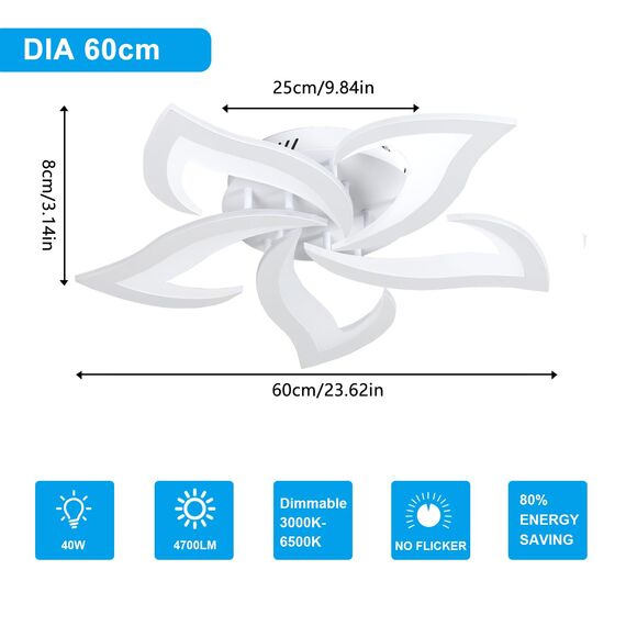 Comely Deckenlampe Led, Deckenleuchte Dimmbar, 40W 4200LM 3000k-6500k Mit Fernbedienung/APP, Moderne Deckenlampe für Wohnzimmer, Schlafzimmer, Kinderzimmer