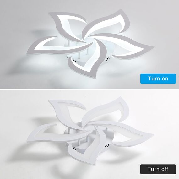 Comely Deckenlampe, LED Deckenleuchte 60W 6750lm, Kaltes Weiß 6500K Moderne Blütenblatt Design Deckenlampe für Wohnzimmer Küche Schlafzimmer Esszimmer, Dia 60cm