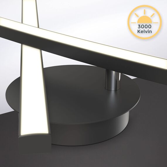 B.K.Licht - Deckenlampe mit warmweißer Lichtfarbe, 12 Watt, 1300 Lumen, LED Deckenleuchte, LED Lampe, Wohnzimmerlampe, Schlafzimmerlampe, Küchenlampe, Deckenstrahler, 57,5x12x8,3, Schwarz