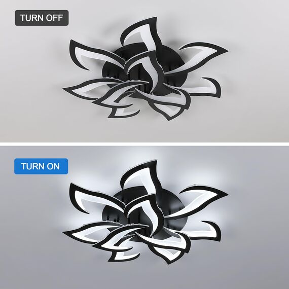 Comely Deckenlampe Modern, LED Deckenleuchte 84W 6500K, Deckenbeleuchtung Schwarz mit 10-LED Schwalbenschwanz-Design, Eisen und Acryl, Perfekt für Schlafzimmer, Wohnzimmer, Küche