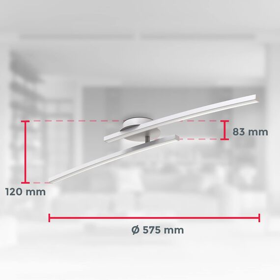 B.K.Licht - LED Deckenlampe mit warmweißer Lichtfarbe, 12 Watt, 1300 Lumen, Deckenleuchte, LED Lampe, Wohnzimmerlampe, Schlafzimmerlampe, Küchenlampe, Deckenstrahler, 57,5x12x8,3 cm, Matt-Weiß