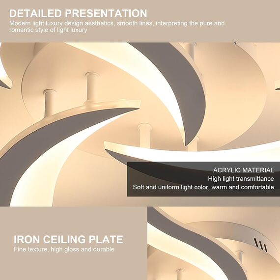 Comely Deckenlampe LED Wohnzimmer, 52cm 36W LED Lampen Deckenleuchte, Moderne Blütenblatt Design Lampen für Wohnzimmer Küche Schlafzimmer Esszimmer, 3000K Warmweißes Licht, Weiß