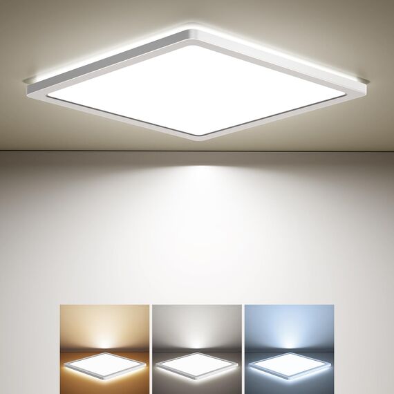 BLNAN LED Deckenleuchte, 18W Deckenlampe Flach Warm Neutral Kalt Weiß 3000K/4000K/5000K, Panel mit Hinterleuchtung, 1800lm für Flur, Schlafzimmer, Küche, Bad, Balkon, Keller - Ultradünn Modern 22cm