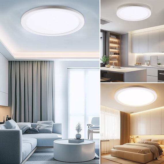 da LIGHT Led Deckenlampe Flach 18W 2000Lumen, Deckenleuchte Badezimmer 22CM IP54 Wasserdicht, Led Panel Rund 3000/4000/6000K 3CCT Einstellbar, Badlampe Decke für Küche Flur Wohnzimmer Schlafzimmer