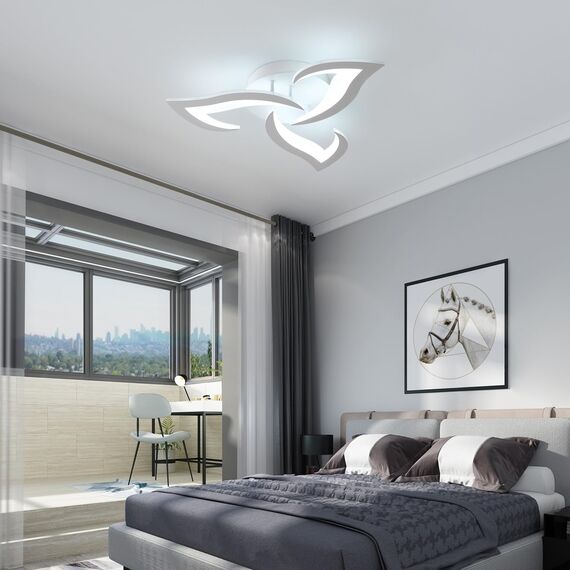 Comely Deckenlampe LED Wohnzimmer, 58cm 36W LED Lampen Deckenleuchte, Moderne Blütenblatt Design Lampen für Wohnzimmer Küche Schlafzimmer Esszimmer, Kaltweißes Licht 6500K, Weiß