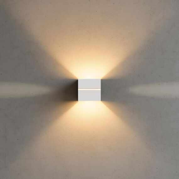 SSC-LUXon KOURA 2er Set Wandlampe Innen weiß gold mit Lichtspalt - moderne Wandbeleuchtung Up Down Retro Design mit 1x G9 Fassung