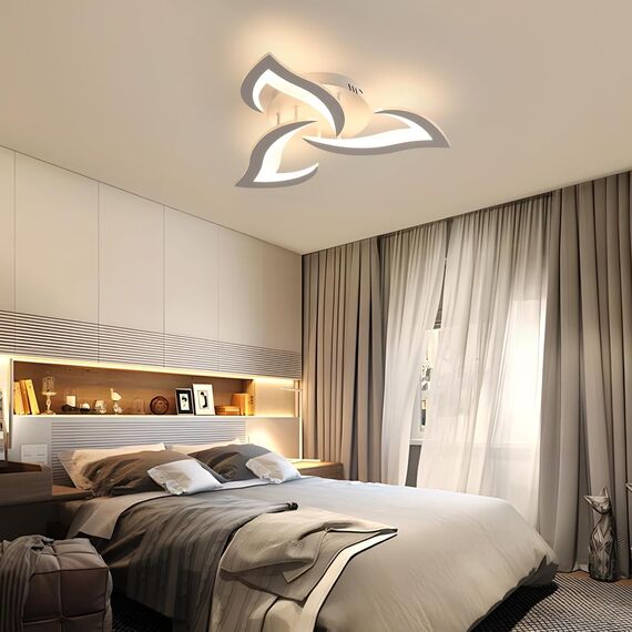 Comely Deckenlampe LED Wohnzimmer, 52cm 36W LED Lampen Deckenleuchte, Moderne Blütenblatt Design Lampen für Wohnzimmer Küche Schlafzimmer Esszimmer, 3000K Warmweißes Licht, Weiß