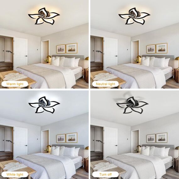 Comely Deckenlampe Led, Deckenleuchte Dimmbar, 40W 4200LM 3000k-6500k Mit Fernbedienung/APP, Moderne Deckenlampe für Wohnzimmer, Schlafzimmer, Kinderzimmer,Schwarz