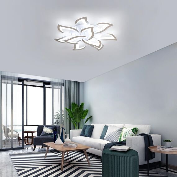 Comely Deckenlampe LED 84W mit 10 Köpfen im Blumenstil, Deckenleuchte Modern aus Eisen und Acryl, Deckenlampe Wohnzimmer 6500K für Schlafzimmer, Küche und Büro