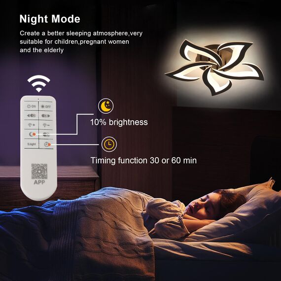 Comely Deckenlampe Led, Deckenleuchte Dimmbar, 40W 4200LM 3000k-6500k Mit Fernbedienung/APP, Moderne Deckenlampe für Wohnzimmer, Schlafzimmer, Kinderzimmer,Schwarz