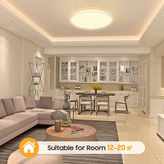 Deckenlampe Led Deckenleuchte Flach Lampe, Ø30CM 24W 3000K 2400LM Warmweiss Deckenlampe Wohnzimmer Utra Dünn LED Lampe Decke für Küche Schlafzimmer Badezimmer Kinderzimmer Flur Keller Modern Rund