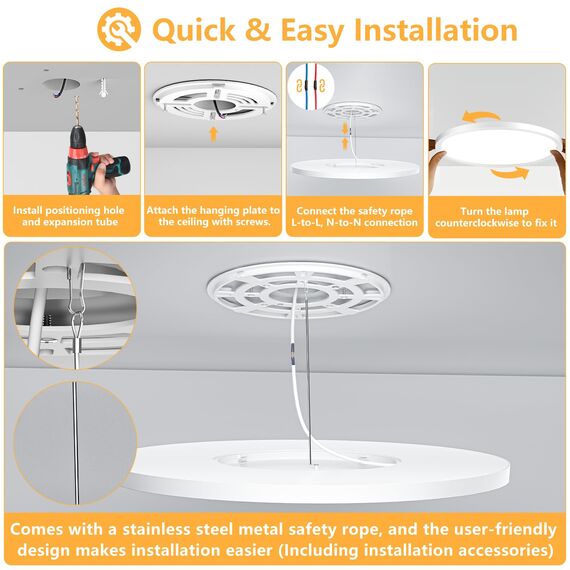 50CM Deckenlampe Led Deckenleuchte Flach - 48W 4800LM 3000K Warmweiss Rund Deckenlampen Wohnzimmer 2,4CM Utra Dünn LED Lampe Decke für Küche Schlafzimmer Badezimmer Kinderzimmer, Modern Rund IP44